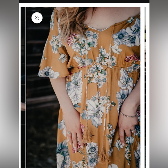 Mustard colour floral print dress - Picture 5 of 5